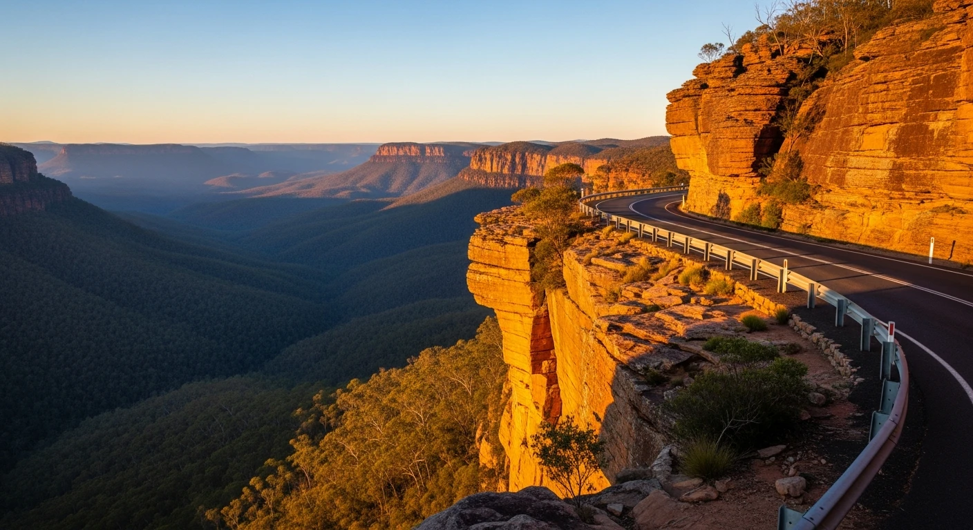 Cliff-edge road above the Jamison Valley
