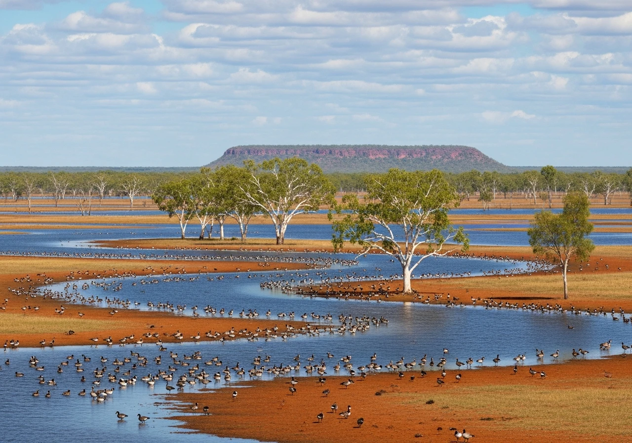 Mary River floodplains - immense wildlife in the dry season