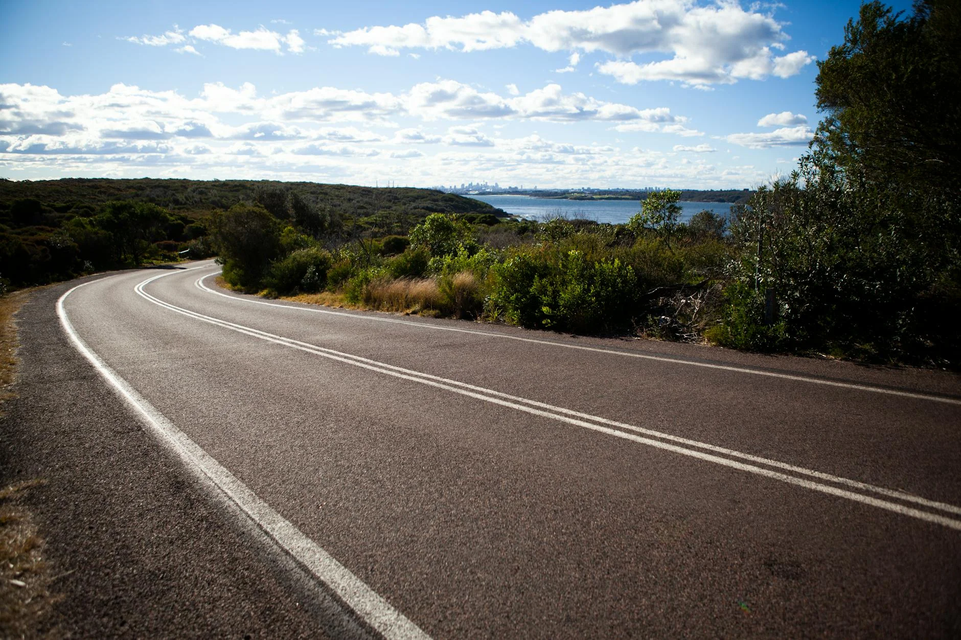 Bussell Highway through coastal heath with Geographe Bay views