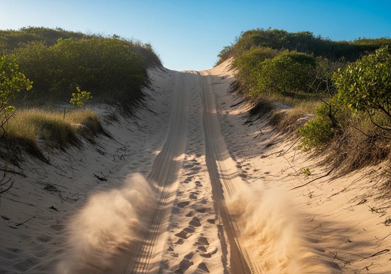 Big Sandy dune climb through coastal heath