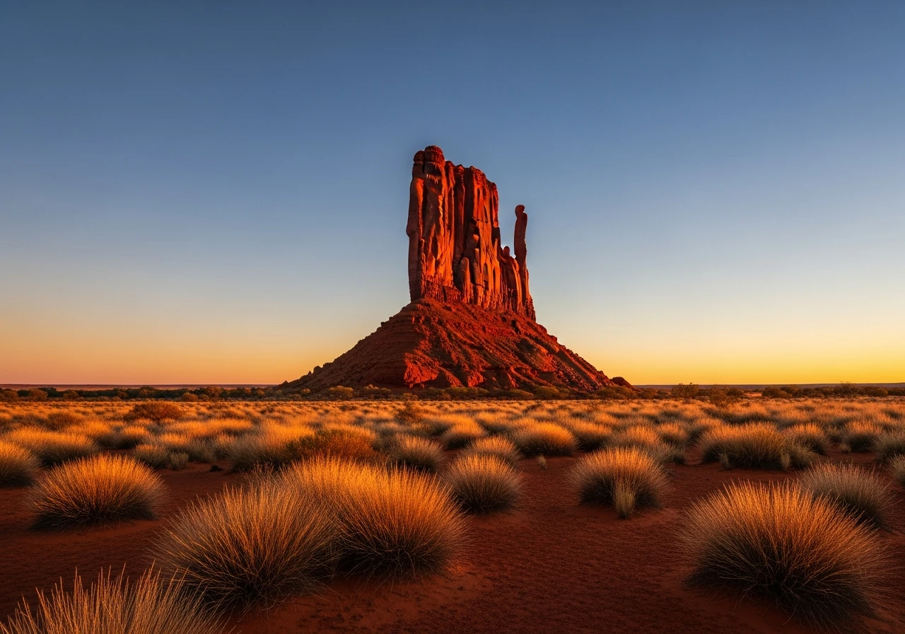 Chambers Pillar at sunset - the desert landmark