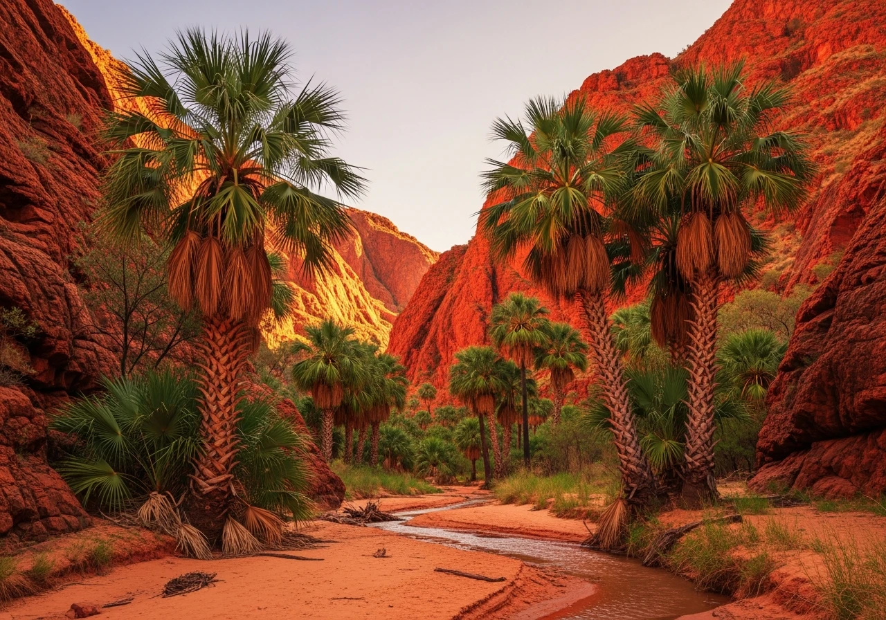 Red Cabbage Palms in Palm Valley - found nowhere else on earth