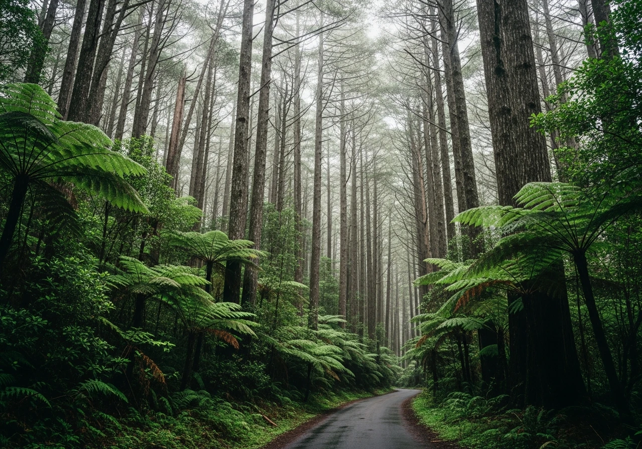 The Otway Ranges rainforest section inland from Apollo Bay