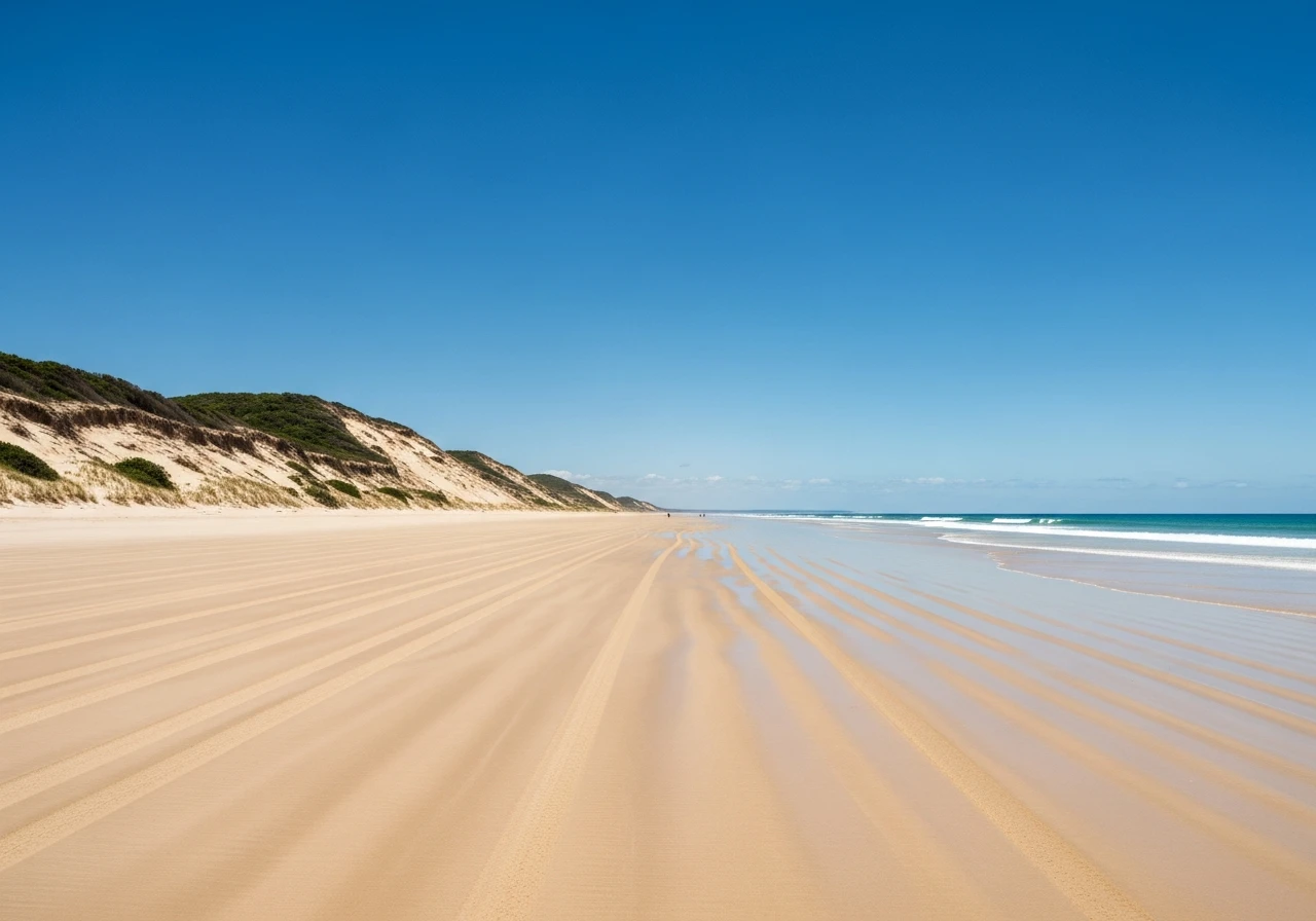 The eastern beach highway at low tide