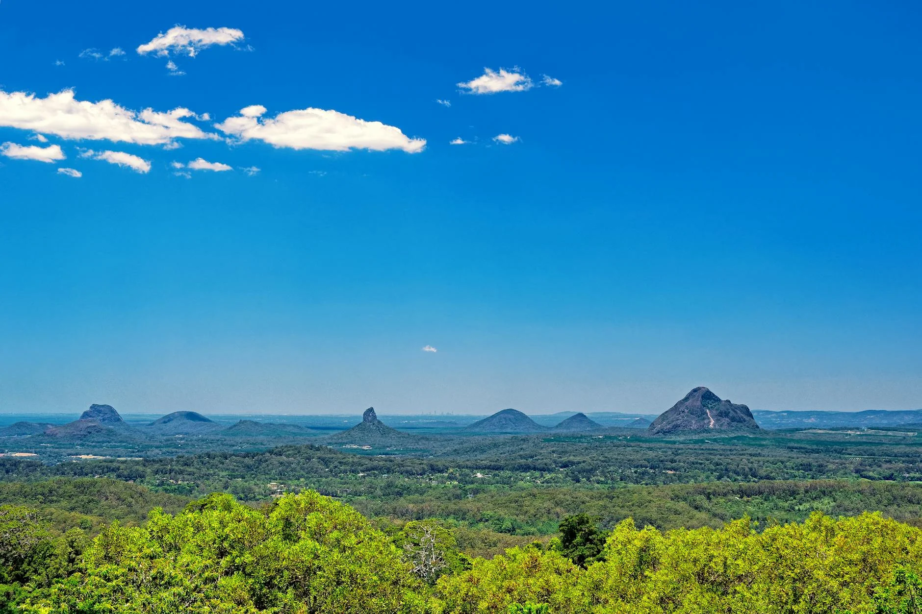 The Glass House Mountains from the Blackall Range