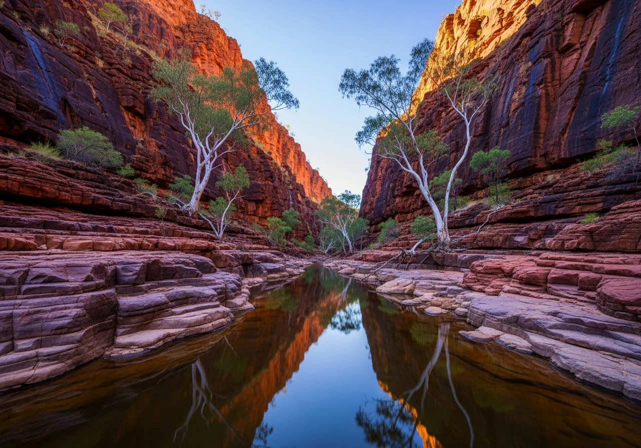Glen Annie Gorge at Ruby Gap - deep quartzite walls and permanent water
