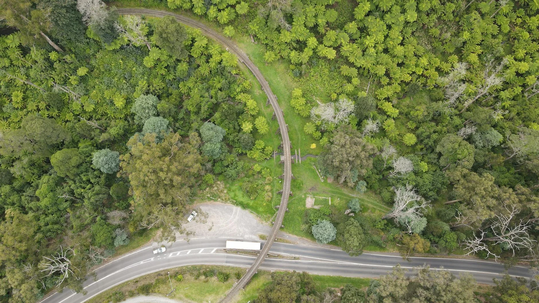 Original 1890s railway cutting converted to road in 1952