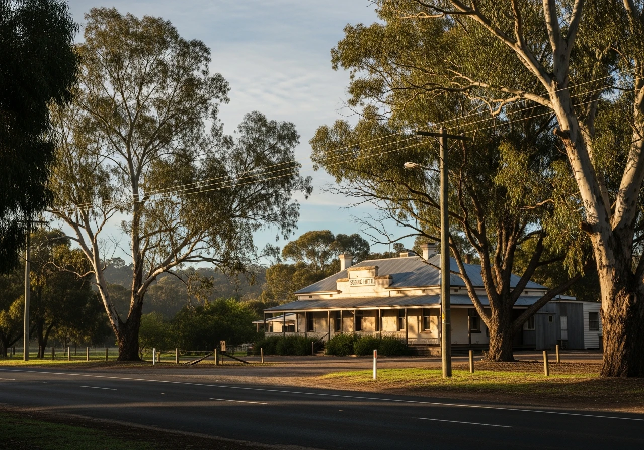 Norton Summit village at the top of the climb - the Scenic Hotel and not much else