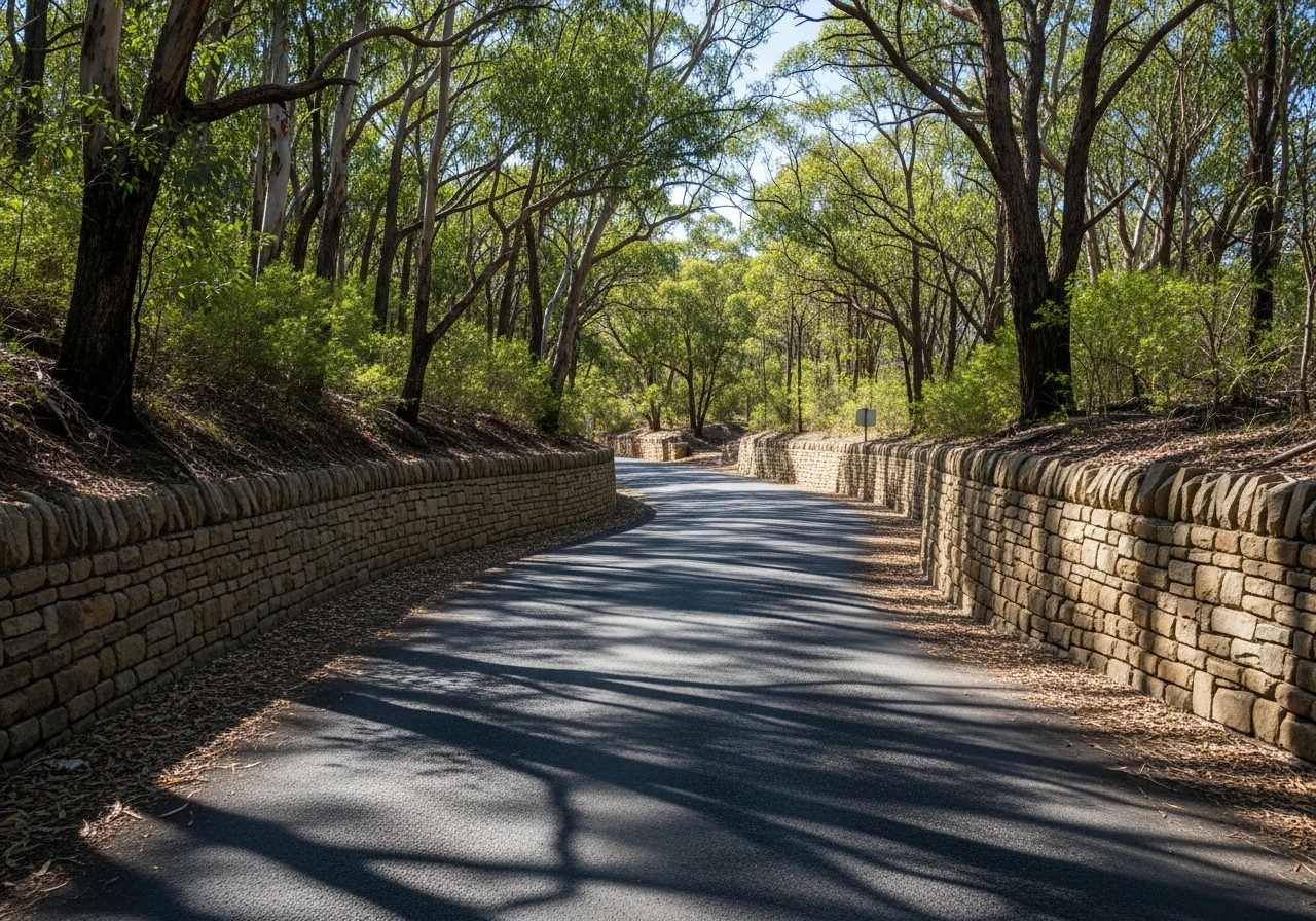 Stone-walled corridor on the Norton Summit climb - barely one car wide