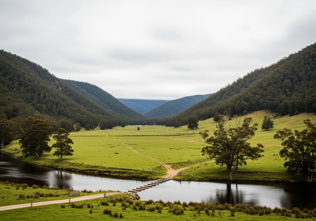 The Mersey River crossing in the mid-section