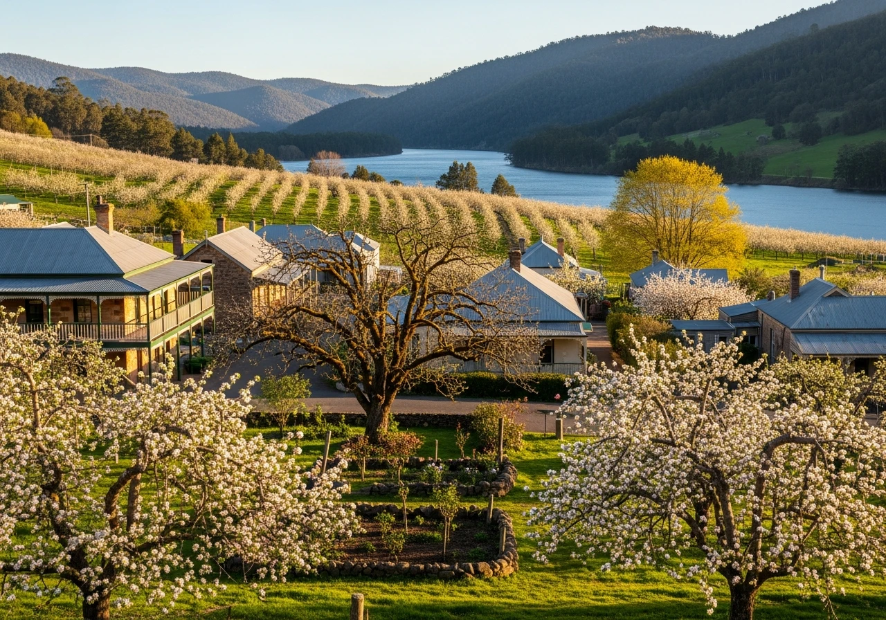 Huon Valley orchard country near the stage route