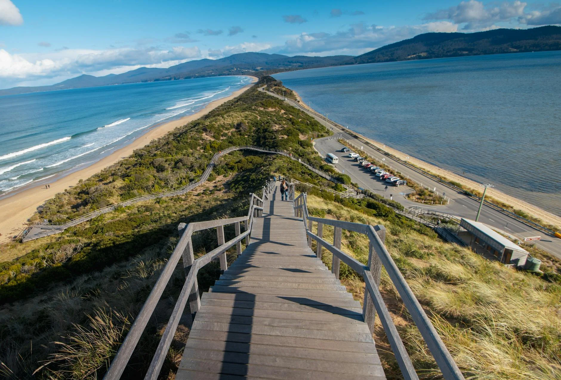 Bruny Island across the channel from the stage route