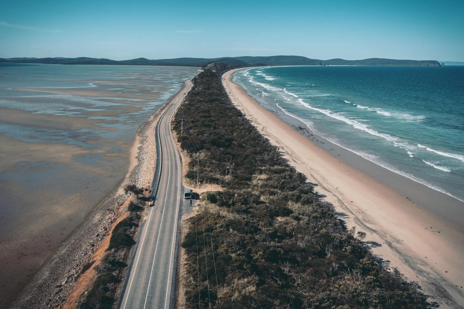 Coastal road along the channel south of Huonville