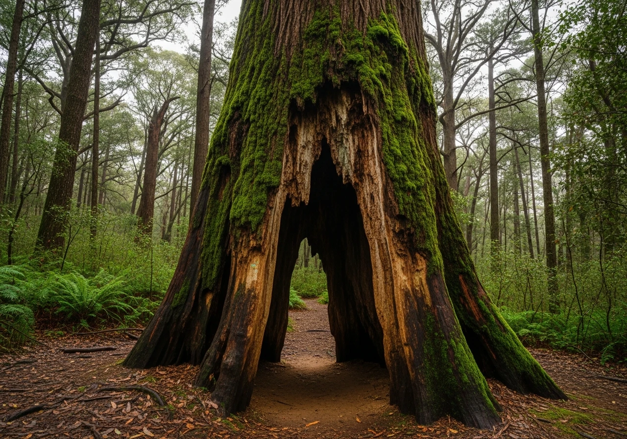 Walk-through karri tree near Beedelup National Park