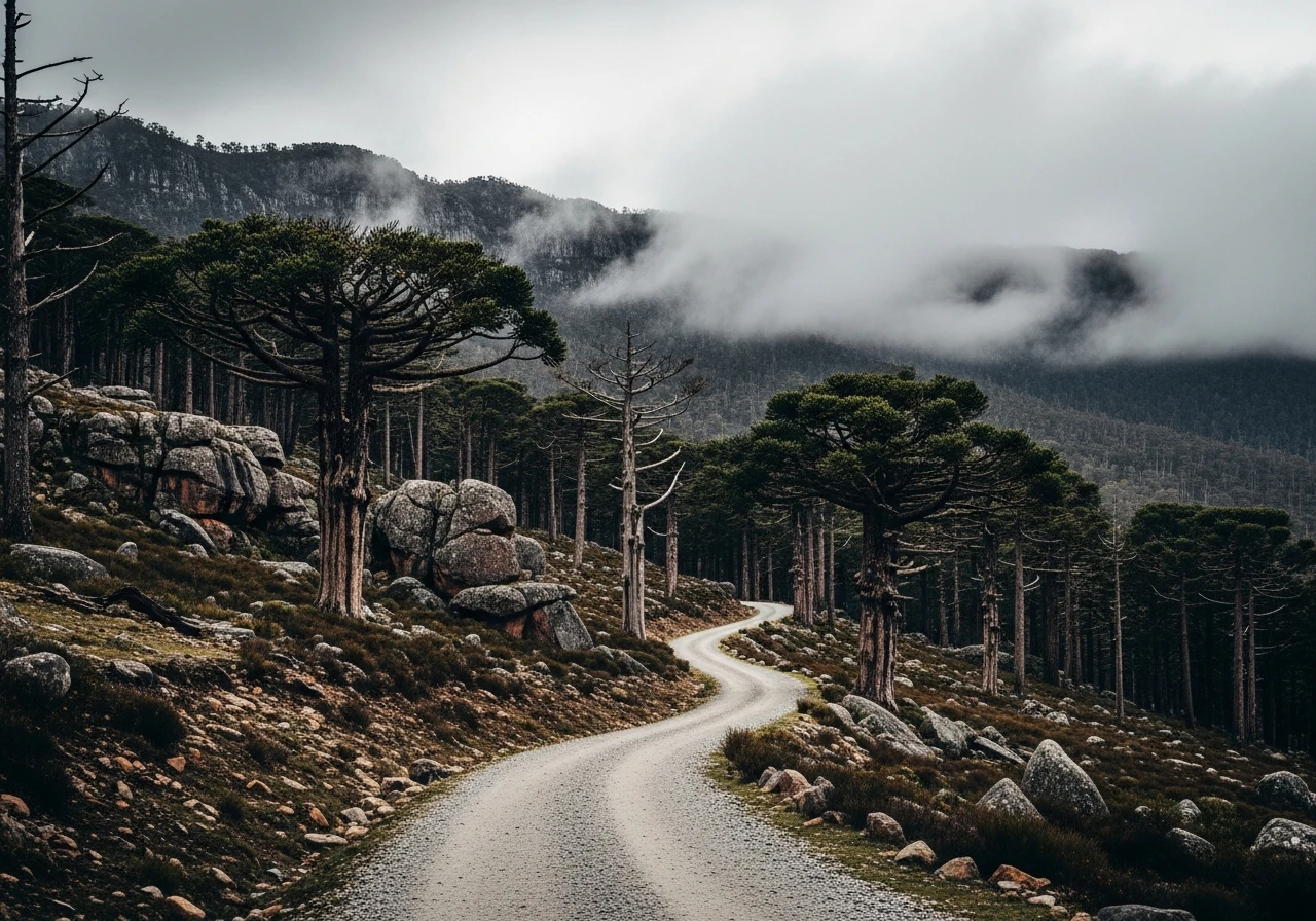 Pencil pine country on the Walls of Jerusalem approach