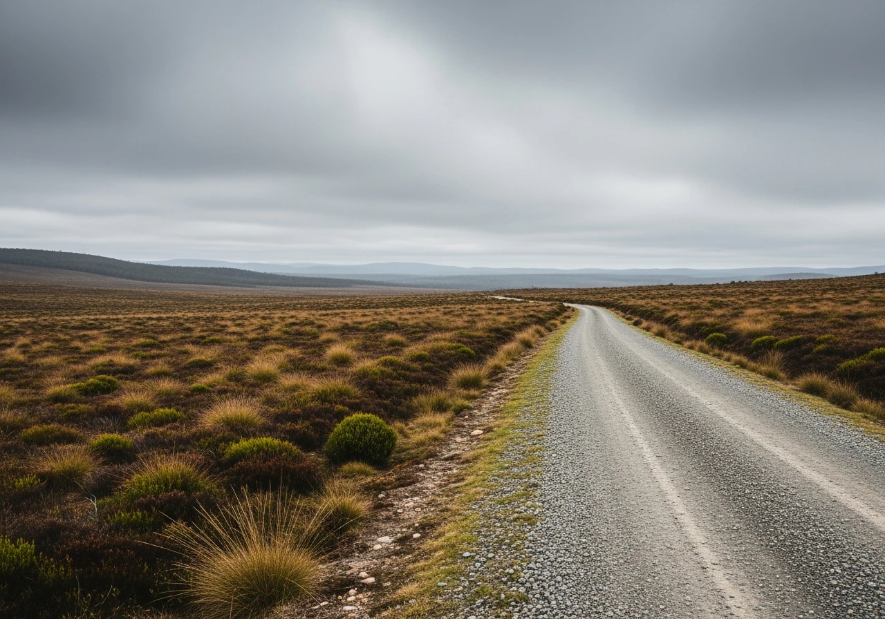 The Road to Nowhere through the Tarkine buttongrass